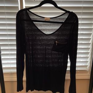 Glitz Black long sleeve sheer shirt
